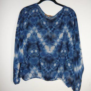 Ellen Tracy | Peasant Blouse  tie dye blue black Size xs small